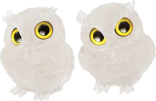 Vista 12 de TUMBEELLUWA Juego de 2 mini adornos de figura de búho de cristal de amatista, estatuas decorativas de búho de resina para mesa de oficina en casa