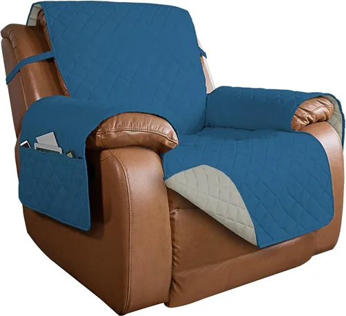Vista 113 de PureFit - Funda de sofá acolchada reversible, protector de muebles impermeable, funda de sofá lavable con espuma antideslizante y correas elásticas