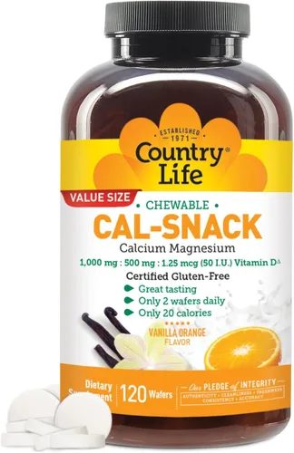 Vista 8 de Country Life Cal-Snack Calcio Magnesio con Vitamina D, 60 Obleas