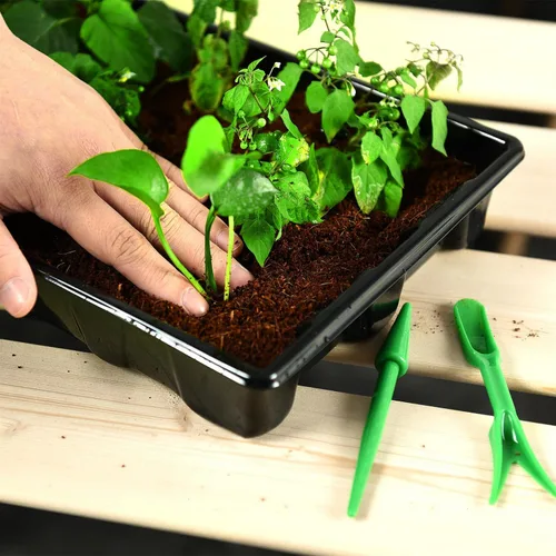 Vista 5 de YoleShy Paquete de 5 bandejas de inicio de semillas con cúpula reutilizables de plástico para cultivo de plantas con cúpulas de humedad espesadas