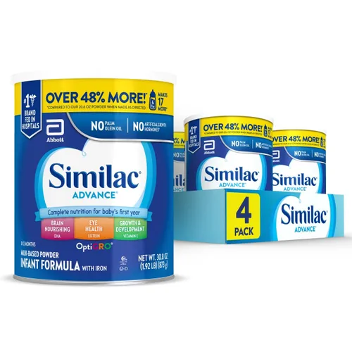 Vista 9 de Similac Advance Fórmula infantil con hierro, fórmula en polvo para bebés, lata de valor de 30.8 onzas
