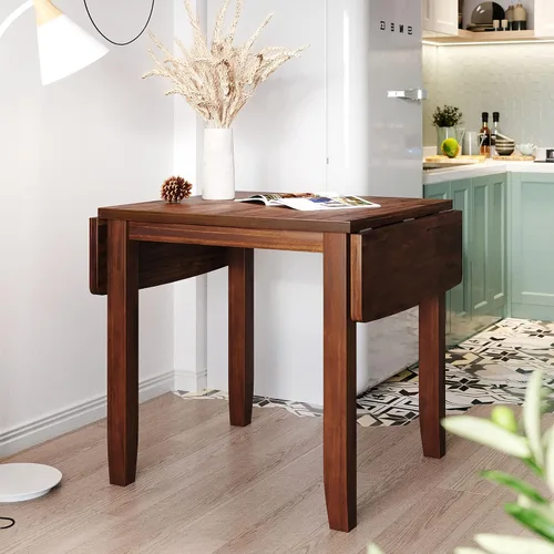 Vista 9 de Harper & Bright Designs - Juego de mesa de comedor, juego de comedor de madera de 3 piezas con mesa de hojas caídas y 2 sillas de comedor