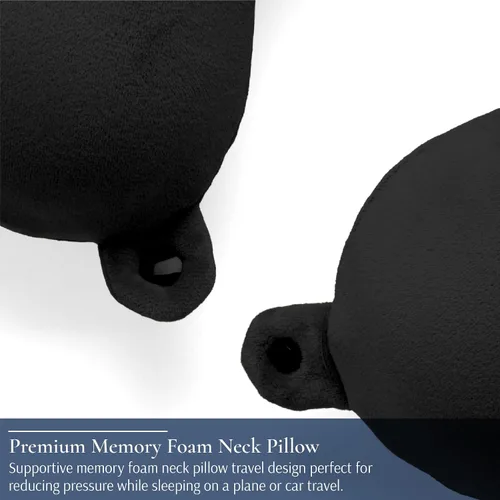 Vista 5 de Brookstone Almohada de viaje para el cuello - Funda de forro polar ligera en forma de U rellenable con espuma viscoelástica para viajes y soporte