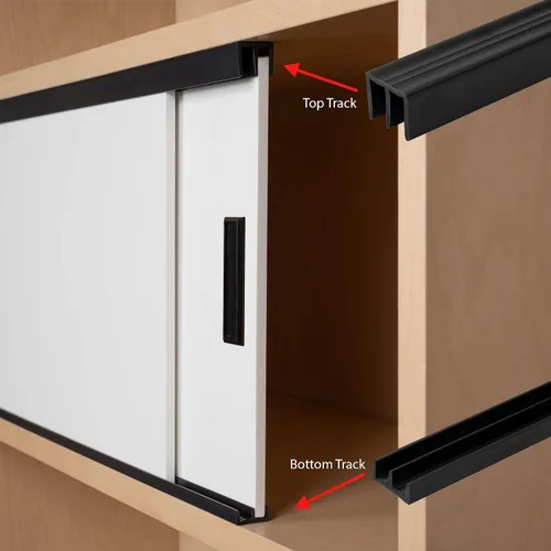 Vista 4 de Riel de puerta corredera de panel de 1/4 pulgadas, juego superior e inferior de plástico negro de 48 pulgadas, fabricado en EE. UU., paquete de 1