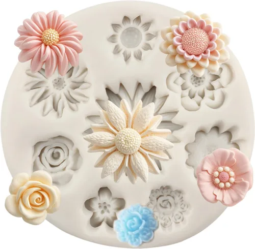 Vista 13 de Moldes de Silicona de Flores de Margarita Molde de Fondant de Flor de Crisantemo Para Decoración de Pasteles Adornos de Cupcakes Dulces Chocolate