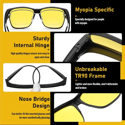 Vista 5 de DUCO Lentes de conducción de visión nocturna para hombres y mujeres, antirreflejos, polarizados, amarillos, lentes nocturnos, 8990Y, Lente de visión