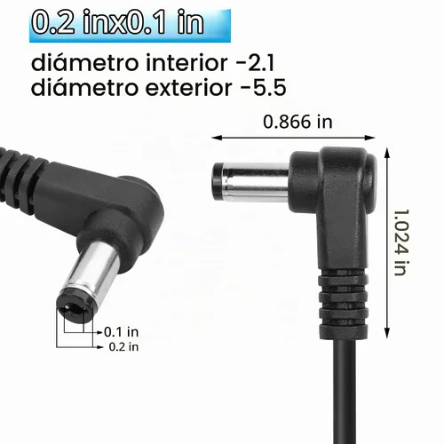 Vista 5 de GINTOOYUN DC 5.5MM x 2.1MM 90 grados macho a macho cable DC5521 adaptador de corriente en espiral de ángulo recto cable de extensión para cámara