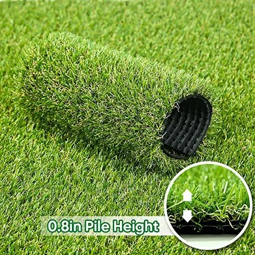 Vista 2 de Alfombra de Césped Artificial Turf Astroturf, 1x20 Pies Interior Exterior Césped Falso para Perros Potty, Respaldo de Goma con Drenaje, Fácil