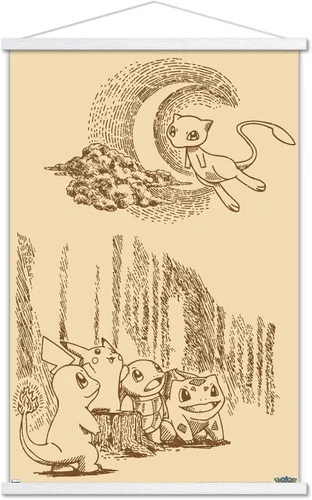 Vista 20 de Trends International Pokémon - Póster de pared de escena sepia, 22.4 pulgadas de largo x 14.7 pulgadas, versión enmarcada de madera de granero