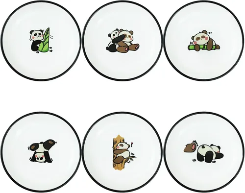 Vista 20 de SOCOSY Platos de cerámica súper lindos con animales de dibujos animados, platos de condimentos, pequeños tazones para alimentación de gatos, perros