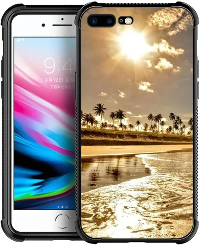 Vista 20 de DJSOK Funda compatible con iPhone 7/8 Plus, diseño con patrón de parachoques trasero, esquinas reforzadas contra arañazos, esquinas reforzadas