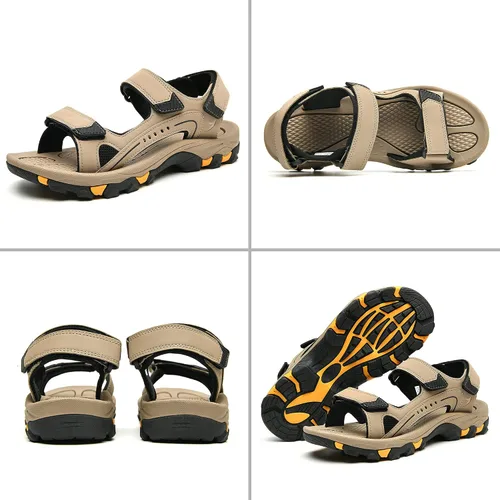 Vista 2 de Men's Athletic Hiking Walking Sandals Non-slip Water Resistant Lightweight Comfortable Beach Shoes BlackGrey 7.5-13