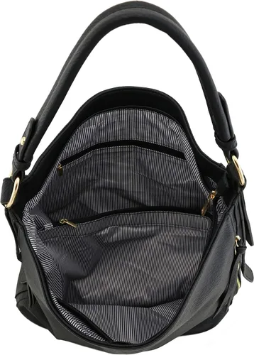 Vista 6 de 2pc Set Faux Leather Large Hobo Bag with Pouch Purse
