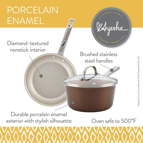 Vista 9 de Ayesha Curry Home Collection - Sartén cuadrada antiadherente para parrilla, 11.25 pulgadas, azúcar morena Azúcar Moreno