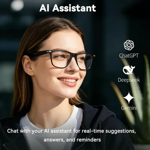 Vista 3 de Gafas Inteligentes de Traducción Ai con ChatGPT, Gafas Bluetooth con Traducción de 164+ Idiomas, Gafas Traductoras con Lentes de Cambio