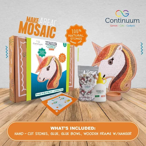 Vista 2 de Continuum Games Caja de mosaico de piedra natural para artes y manualidades, rompecabezas de fotos, kit de manualidades para adultos y niños, cara