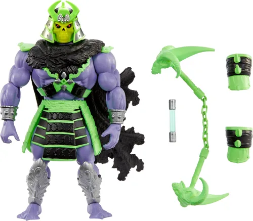 Vista 7 de Masters of the Universe Origins Tortugas de Grayskull Casey Jones Figura de acción de juguete, 16 articulaciones, armadura y armas, cruce entre TMNT