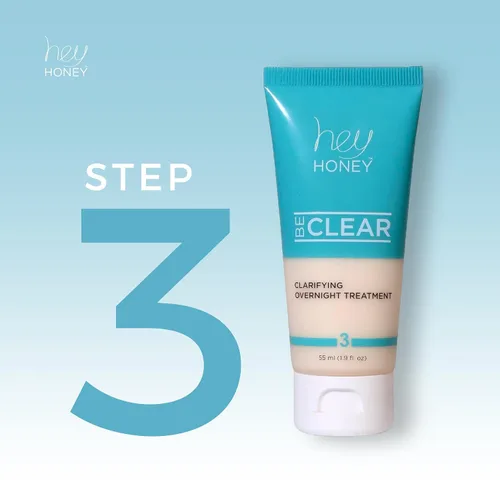 Vista 6 de Hey Honey Skincare Be Clear - Rutina para el acné Tratamiento clarificador durante la noche Propóleo y crema de hierbas para manchas y piel