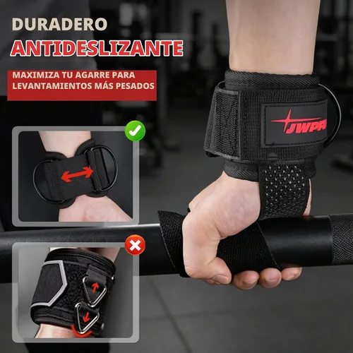 Vista 7 de Correas de elevación con anillo en D para levantamiento de pesas, máquina de cable, cómoda muñequera de agarre mejorado para correas de muñeca