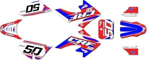 Vista 12 de Kit de gráficos para Honda CRF 50 (2004-2012) Evolution Series Negro 09 Mil - Kit de calcomanías gráficas de carreras personalizadas para dirt bike