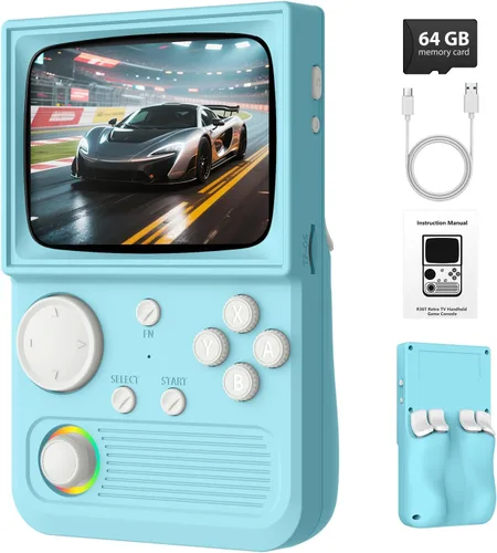 Vista 15 de R36T - Consola de juegos de mano retro, consola de juegos retro portátil con pantalla inspirada en CRT de 3.5 pulgadas, clásicos Arcade de 3500 mAh