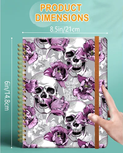 Vista 4 de Cuaderno de escritura en espiral a rayas, diario universitario forrado de tapa dura A5 para mujeres y niñas, encuadernación de doble alambre fuerte