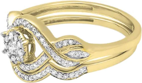 Vista 2 de Dazzlingrock Collection Anillo de compromiso de oro de 10 quilates con diamantes redondos de 0,40 quilates (quilates)