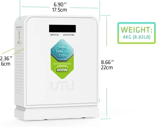 Vista 2 de UMI Step Up 110v a 220v Convertidor de voltaje 800W para Europa y Asia 220-240V Uso de electrodomésticos en EE. UU. Canadá México - Transformador