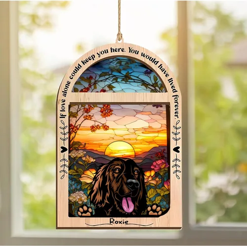 Vista 300 de LOVELYPOD Adorno de Navidad personalizado de sabueso afgano, atrapasoles con nombre, regalos de pérdida de mascotas, regalos para amantes