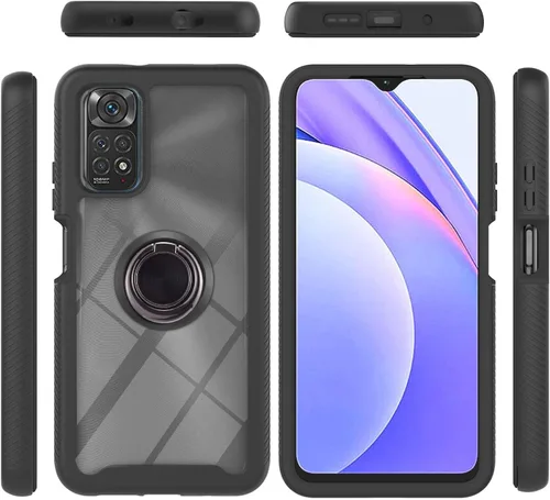 Vista 5 de Funda compatible con Xiaomi Poco X3 NFC, compatible con Xiaomi Poco X3 Pro/Poco X3 Ring Stand 3 en 1, color negro