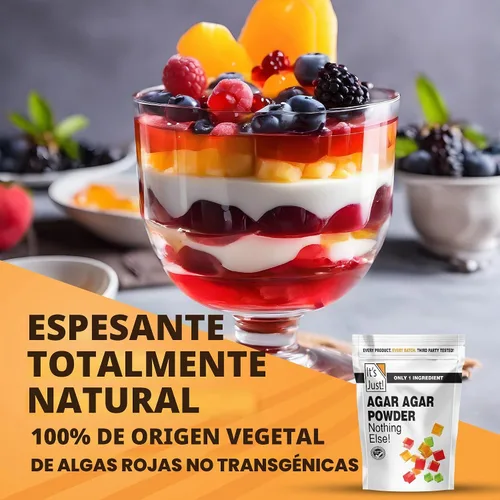 Vista 3 de It's Just - Agar Agar polvo 6 onzas, sustituto de gelatina vegana, espesante 100% vegetal, sin sabor, sin transgénicos