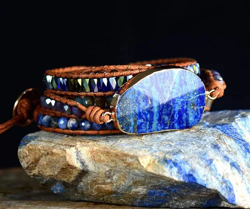 Vista 103 de ZOSOJONA - Pulseras bohemias hechas a mano de piedra natural, que dan vuelta, con cuentas de cristal de turquesa
