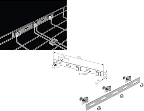 Vista 35 de Kable Kontrol Soporte de piso lateral de 2 pulgadas – Soporte de bandeja de cable de malla de alambre – Bandeja de malla de alambre Cesta de cables