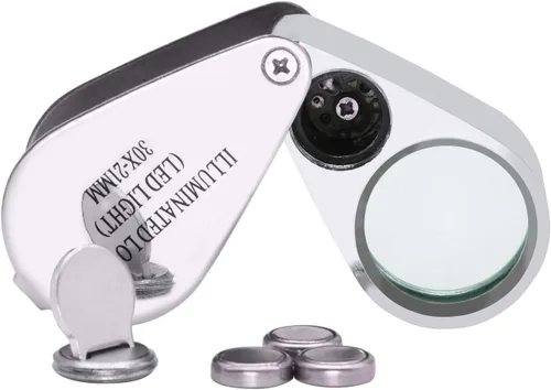 Vista 3 de Jewelers Loupe 30X, lupa de construcción de metal y vidrio óptico