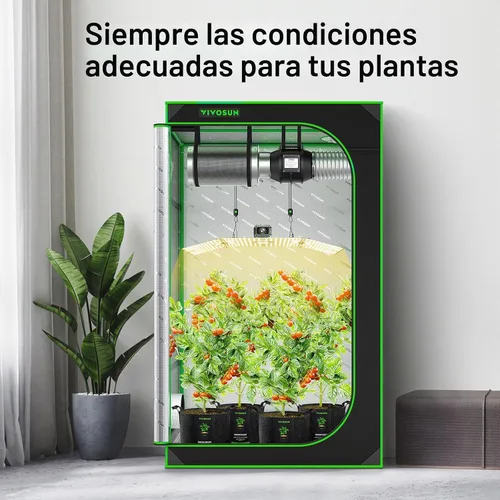 Vista 3 de VIVOSUN 4x4 crece el kit 400W LED crece la luz WiFi Control A22 crece el Ventilación automática, luz LED de espectro completo, controlador
