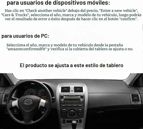 Vista 2 de Cubierta de tablero para Toyota Corolla 2009 2010 2011 (negro) F91 09-11 negro