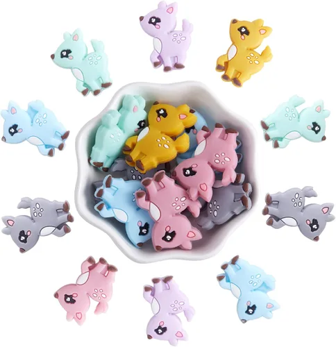 Vista 23 de 10 Piezas Cuentas de Silicona de Animales - Lindas Cuentas a Granel DIY para Manualidades, Bolígrafo, Correas de Teléfono, Colgantes de Bolsa (Rana)