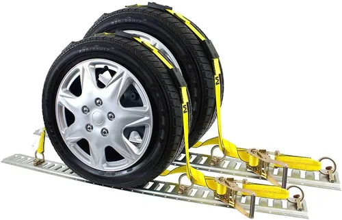 Vista 10 de Mytee Products 2" x 10' correas de neumáticos E Track - Correas de rueda de carraca con ajustes E-Track para pasar por encima del neumático