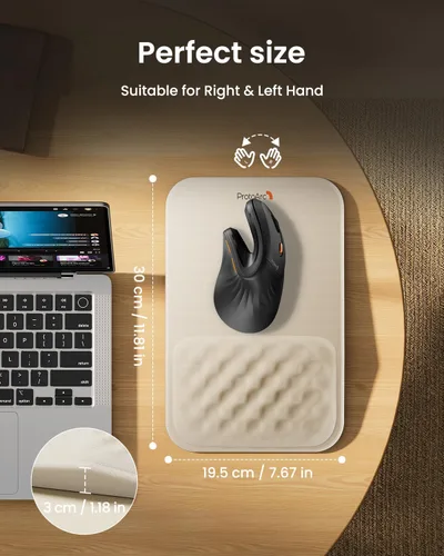Vista 7 de ProtoArc MP50 - Alfombrilla de mouse ergonómica con reposamuñecas, alfombrilla de mouse MP50 con diseño de masaje, espuma viscoelástica suave y base