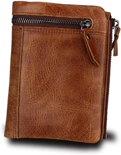 Vista 5 de TAUFE Men's Wallets, Men's Crazy Horse Leather Leather Wallet for Man Wallet Short (Color Coffee)