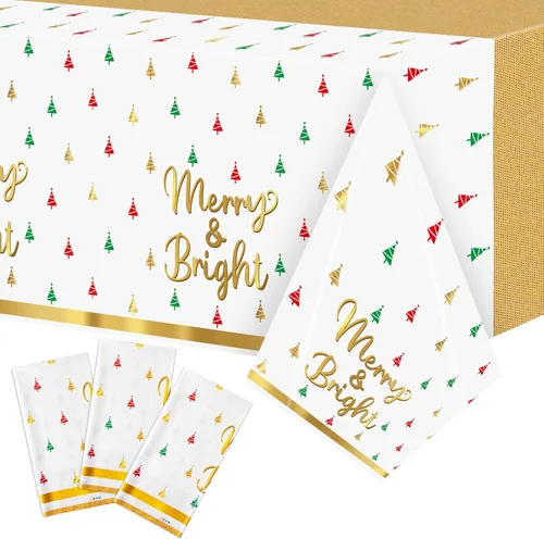 Vista 8 de Mantel de mesa para decoración de fiesta, 3 paquetes de mantel de plástico rectangular desechable para piscina de verano, baby shower, cumpleaños