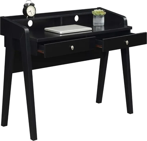 Vista 7 de Convenience Concepts Newport Deluxe - Escritorio con 2 cajones y estante, color negro