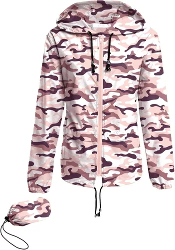 Vista 27 de Avoogue - Chaquetas de lluvia para mujer, diseño ligero, con capucha, para exteriores, impermeables, cortavientos Verde militar