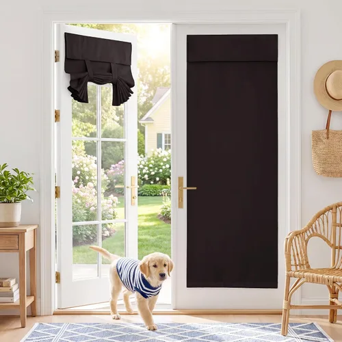 Vista 28 de RYB HOME 2 paneles 100% opacos para puerta de aula, 8 pulgadas de ancho x 36 pulgadas de largo, color beige biscotti, sin taladro, para ventana