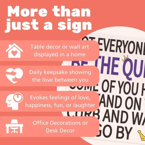 Vista 7 de JennyGems Letreros divertidos – Not Everyone Can Be The Queen, Some of You Have to Sit on The Curb and Wave as I Go By – Divertido regalo de reina