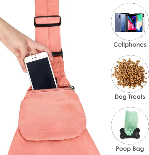 Vista 4 de AUTOWT Cabestrillo acolchado de papoose para perro, transportador pequeño para mascotas, manos libres, correa de hombro ajustable, bolsa de mano