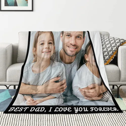 Vista 2 de Youltar Regalos para papá, manta personalizada con foto, regalos personalizados para el Día del Padre, regalos de cumpleaños para papá de parte