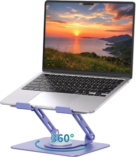 Vista 10 de SOUNDANCE Soporte giratorio 360º para laptop, elevador ergonómico para computadora de escritorio, soporte de metal multiángulo de altura ajustable