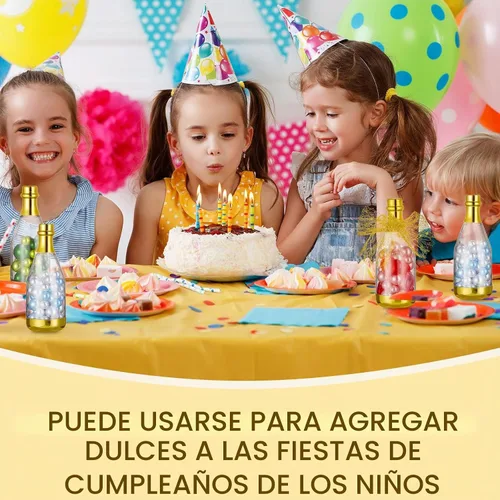 Vista 4 de 54 botellas de caramelo de champán, regalos de despedida de soltera, mini botella para baby shower, recipientes pequeños de plástico para vino