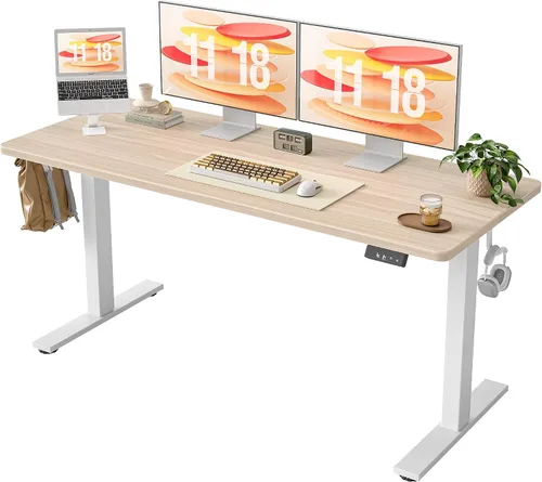 Vista 33 de TIQLAB Escritorio de pie eléctrico ajustable de altura de 48 x 24 pulgadas Arce